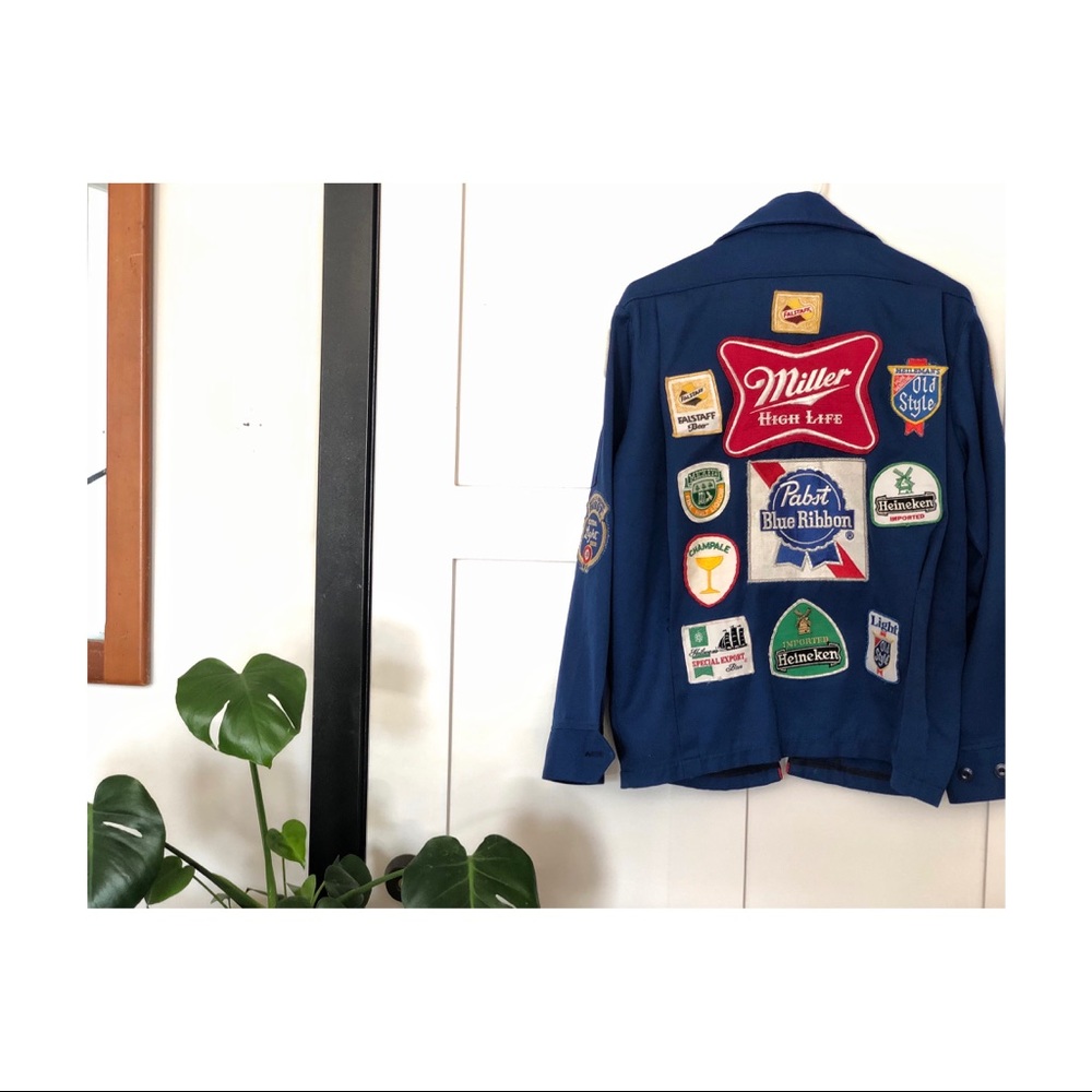 Vintage Beer Patch Embroidered Jacket